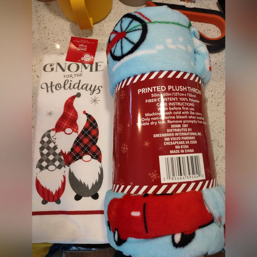 NWT Christmas Blanket and Christmas Dish Towel